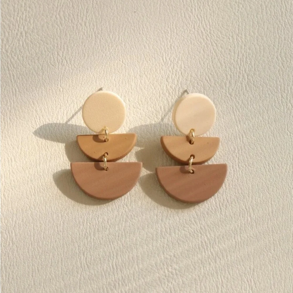Brown Geometric Drop Earrings